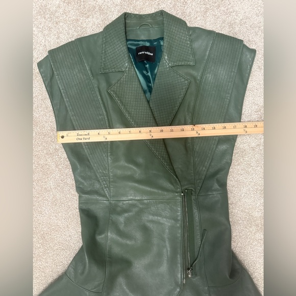 Retrofete - Jessica Leather Mini Dress - Army Green - size Small - Gorgeous Cond - Picture 9 of 16